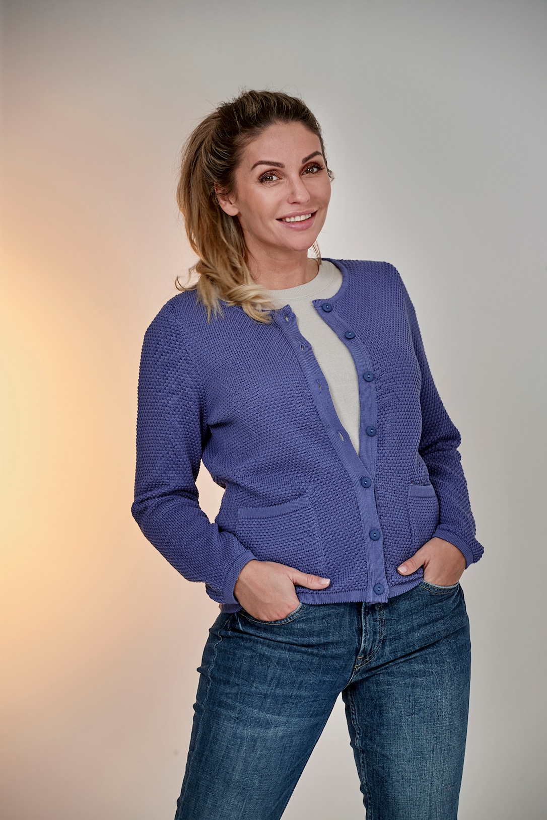 Skovhuus Kvinde Strik Cardigan Cornflower XL