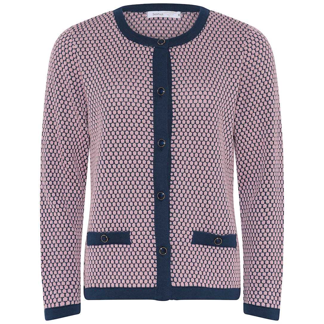 Skovhuus Kvinde Strik Cardigan Blue/Pink XXXL