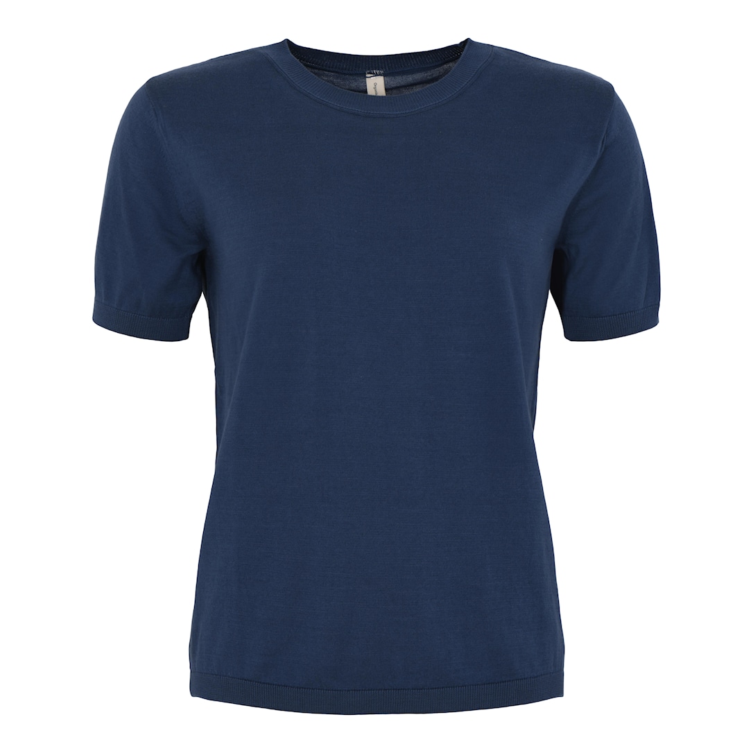 Skovhuus Kvinne Strikket T-shirt Jeans Blue XXL