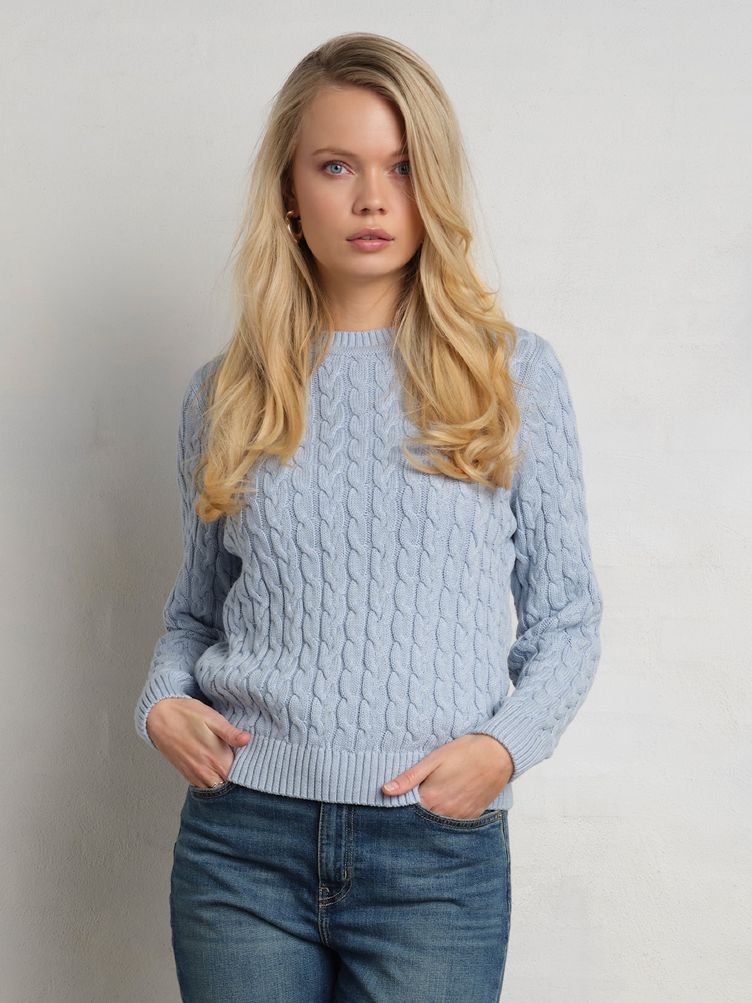 Skovhuus Kvinde Ella Striktrøje Light Blue melange L