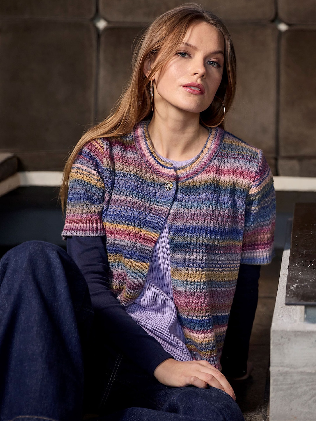 Skovhuus Kvinde Gloria Kort Cardigan Jeans Blue S