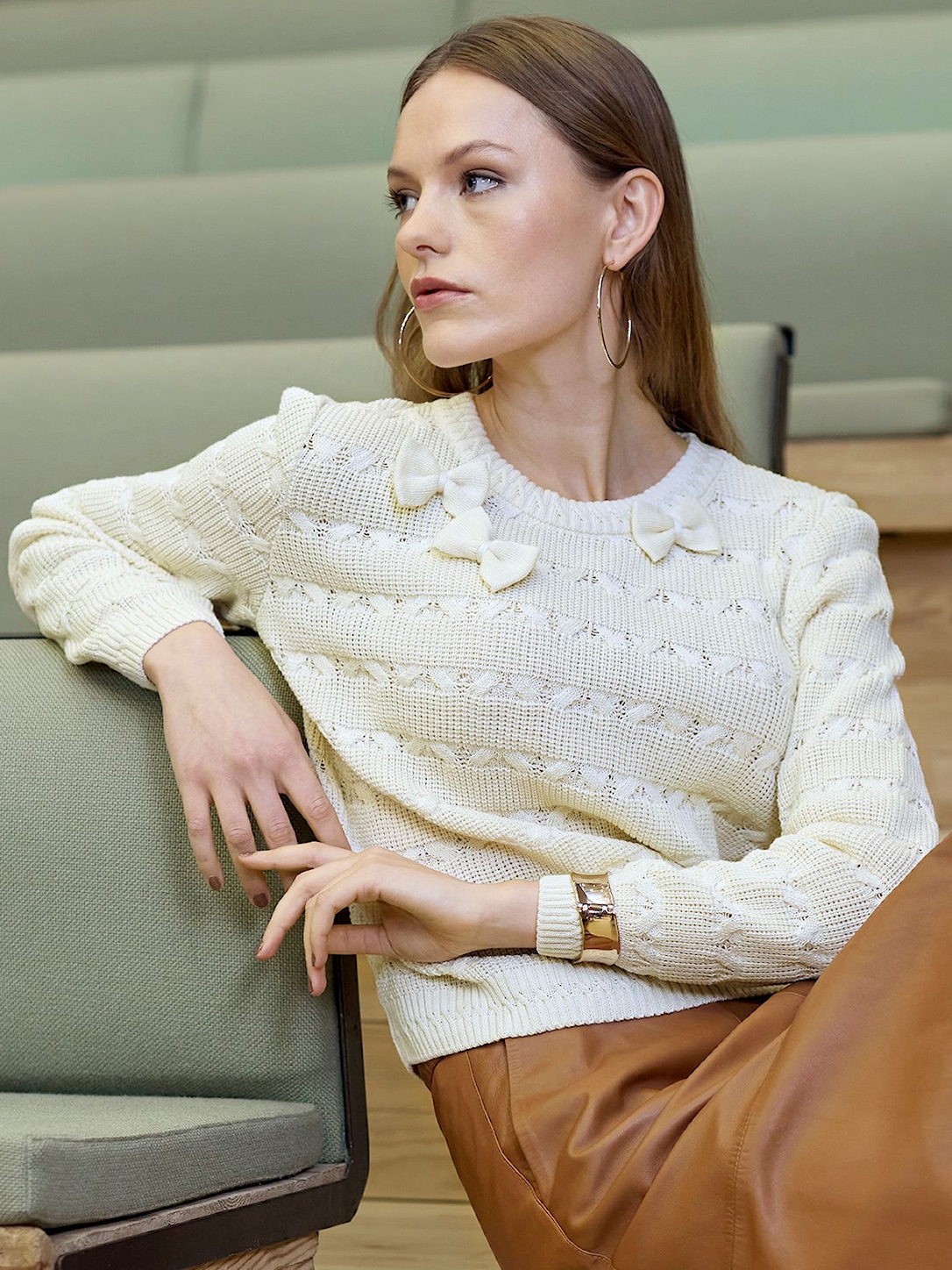 Skovhuus Kvinde Fiona Strikbluse m. Detajle Cream S