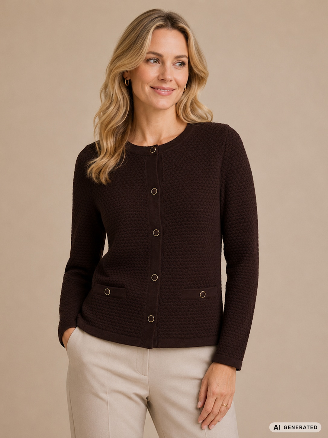 Skovhuus Kvinde Alba Cardigan Nutella Brown M billede