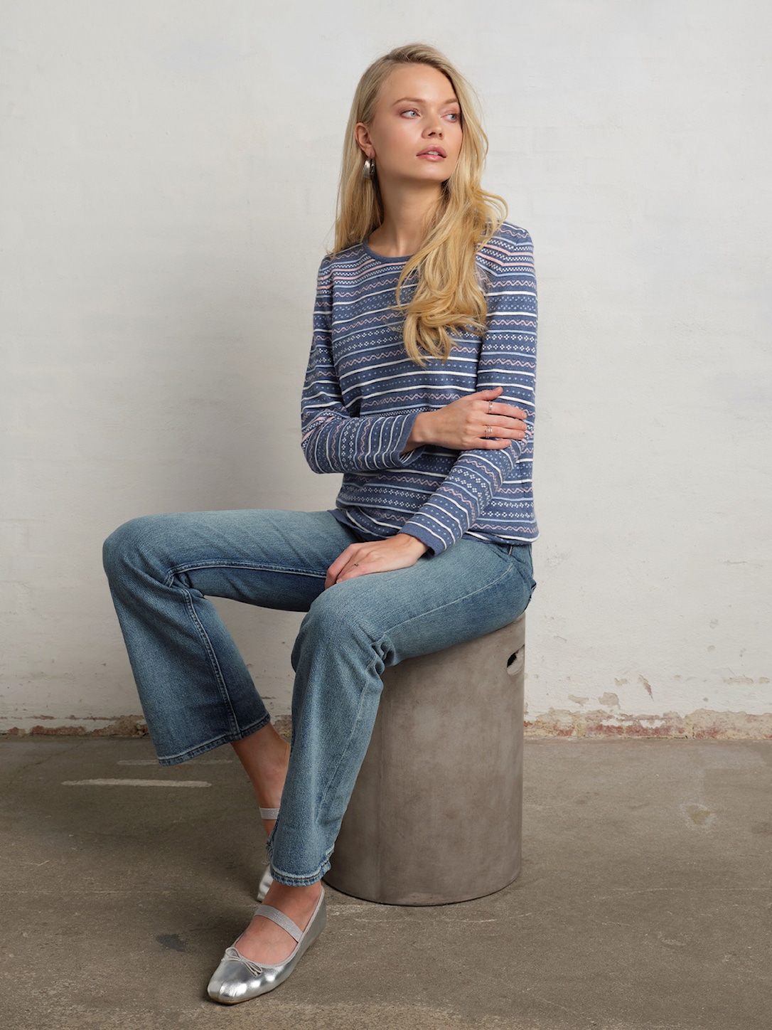 Skovhuus Kvinde Selma Strikbluse Blue Melange S