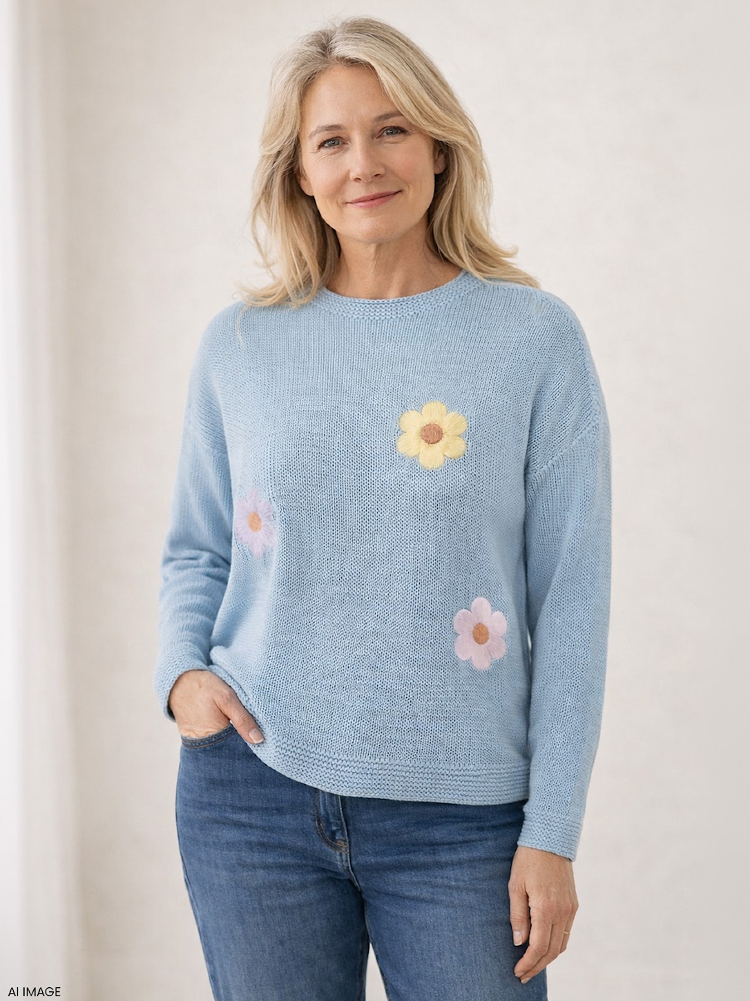 Skovhuus Kvinde Lotta Striktrøje m. Detalje Starlight Blue S