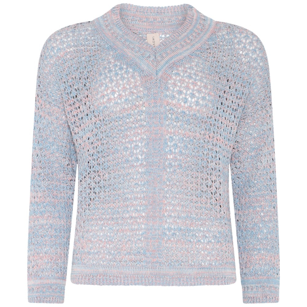 Skovhuus Kvinde Pia V-hals Striktrøje Sterling Blue S