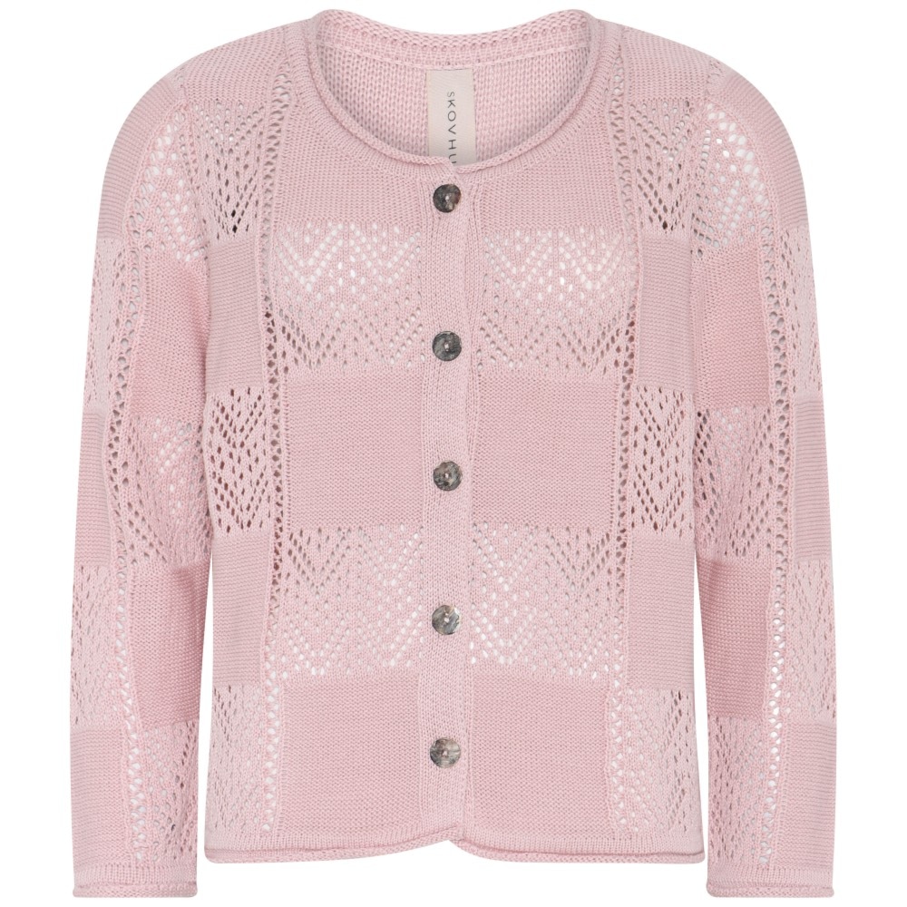 Skovhuus Kvinde Stine Cardigan m. Hulmønster Lip Rose S